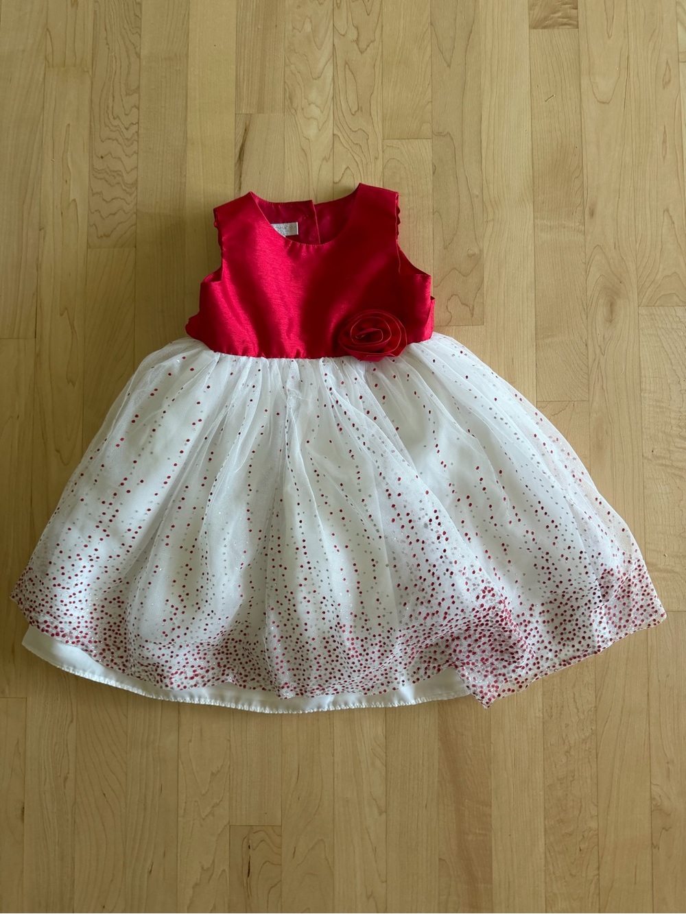 Red and White Sparkle Tulle Party Dress